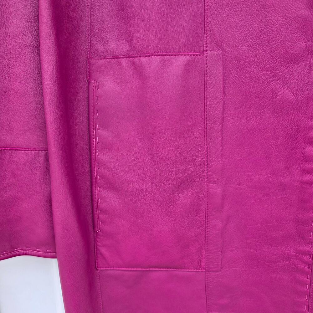 Women's Reversible Suede Leather Jacket Fuchsia Pink - Picture 3 of 9